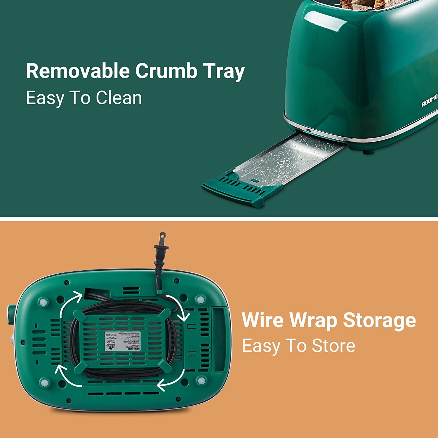 2 Slice Retro Stainless Steel Toaster with Bagel, Cancel, Defrost Function and 6 Bread Shade Settings, Extra Wide Slot, Removable Crumb Tray, Green, ST028.